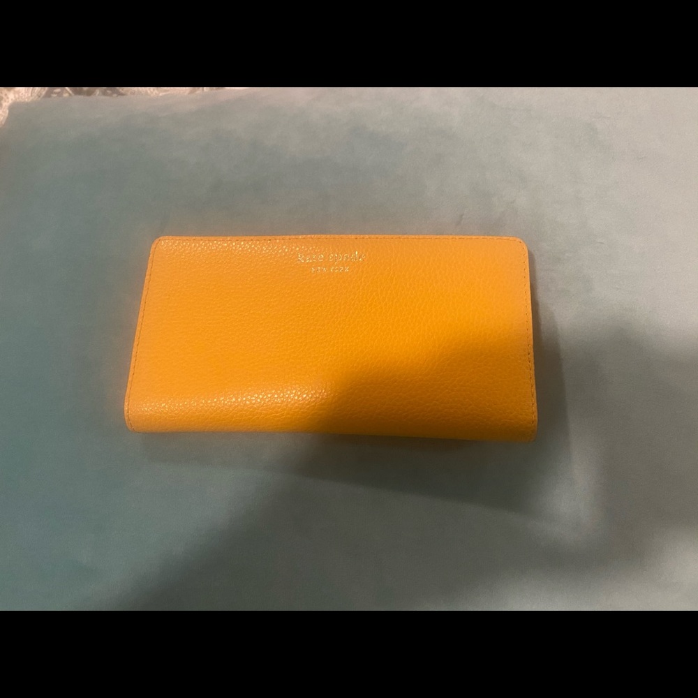 Pristine! Kate Spade Leather Slim Bi-Fold Wallet Yellow Tuscan Sun